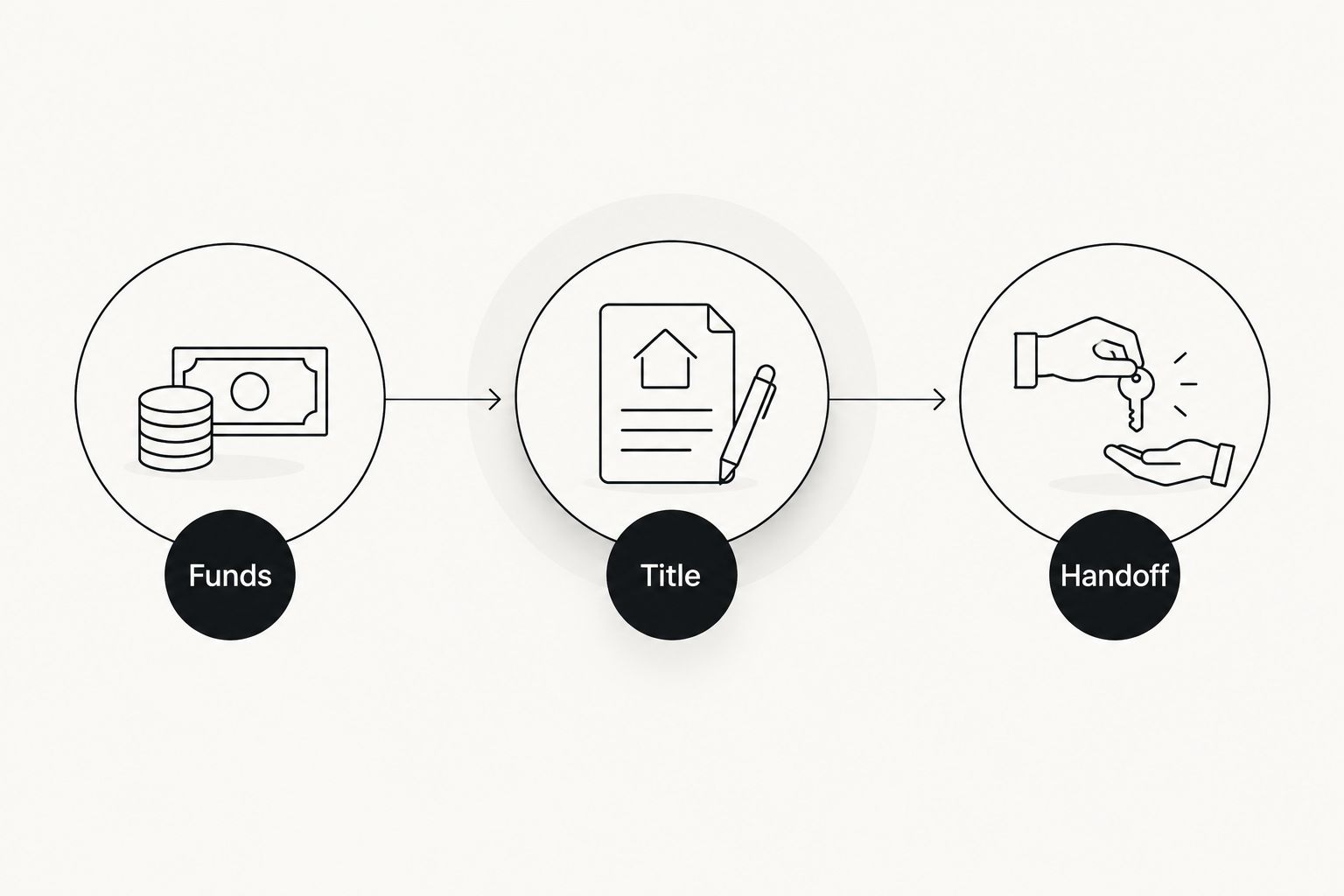 Three separate closing checkpoints for funds, title and vehicle handoff