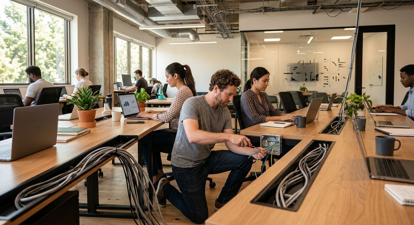 Electrical wiring for co-working and shared office spaces