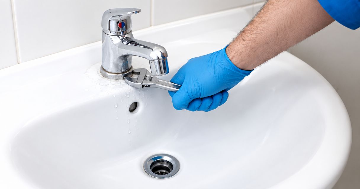 Why is water leaking around the base of a faucet?