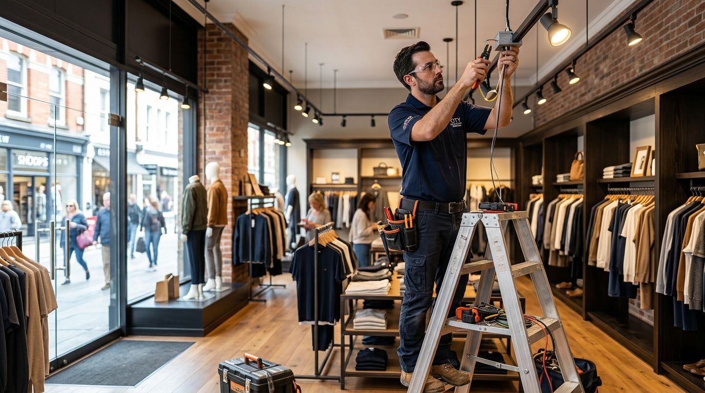 Commercial electrician services for retail storefronts