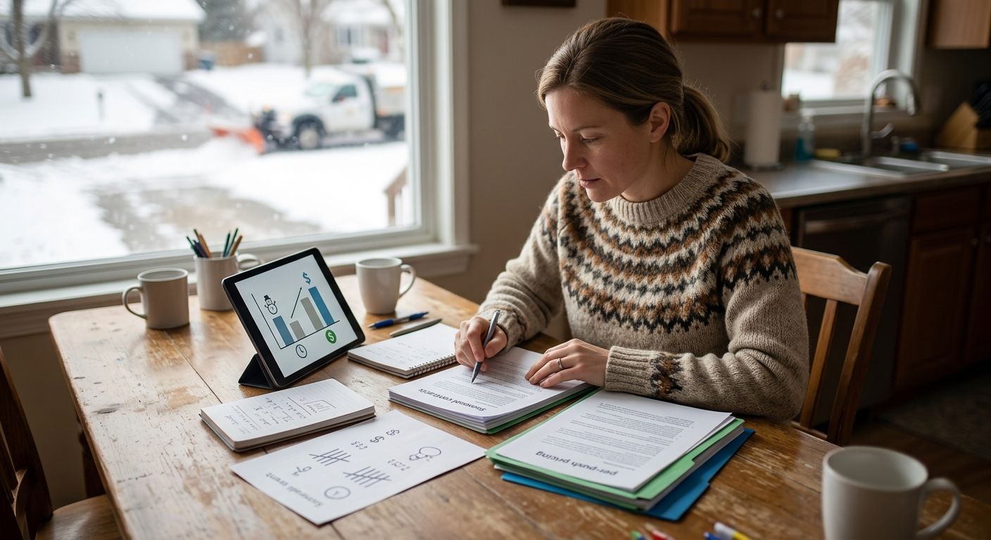 How to compare seasonal contracts vs per-push snow removal pricing?