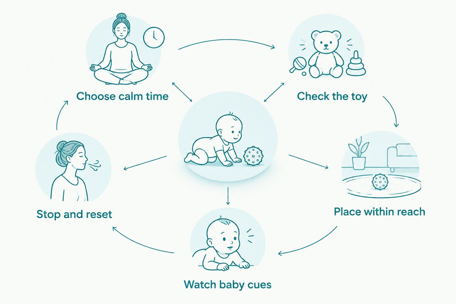 Five steps for using wooden toys during supervised tummy time