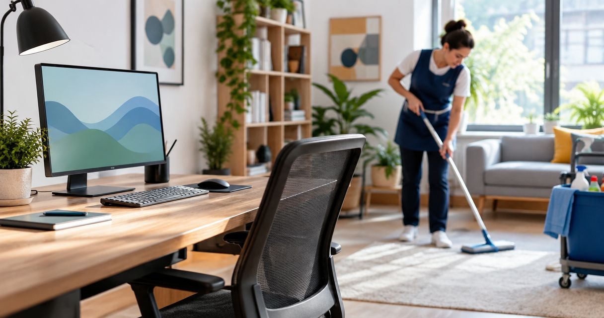 Can house cleaners work around a home office setup?
