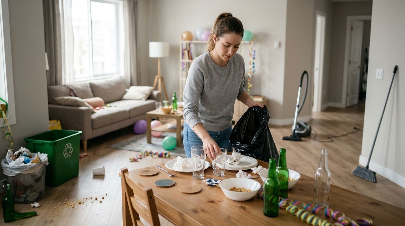 How long does it take to clean up after a house party?