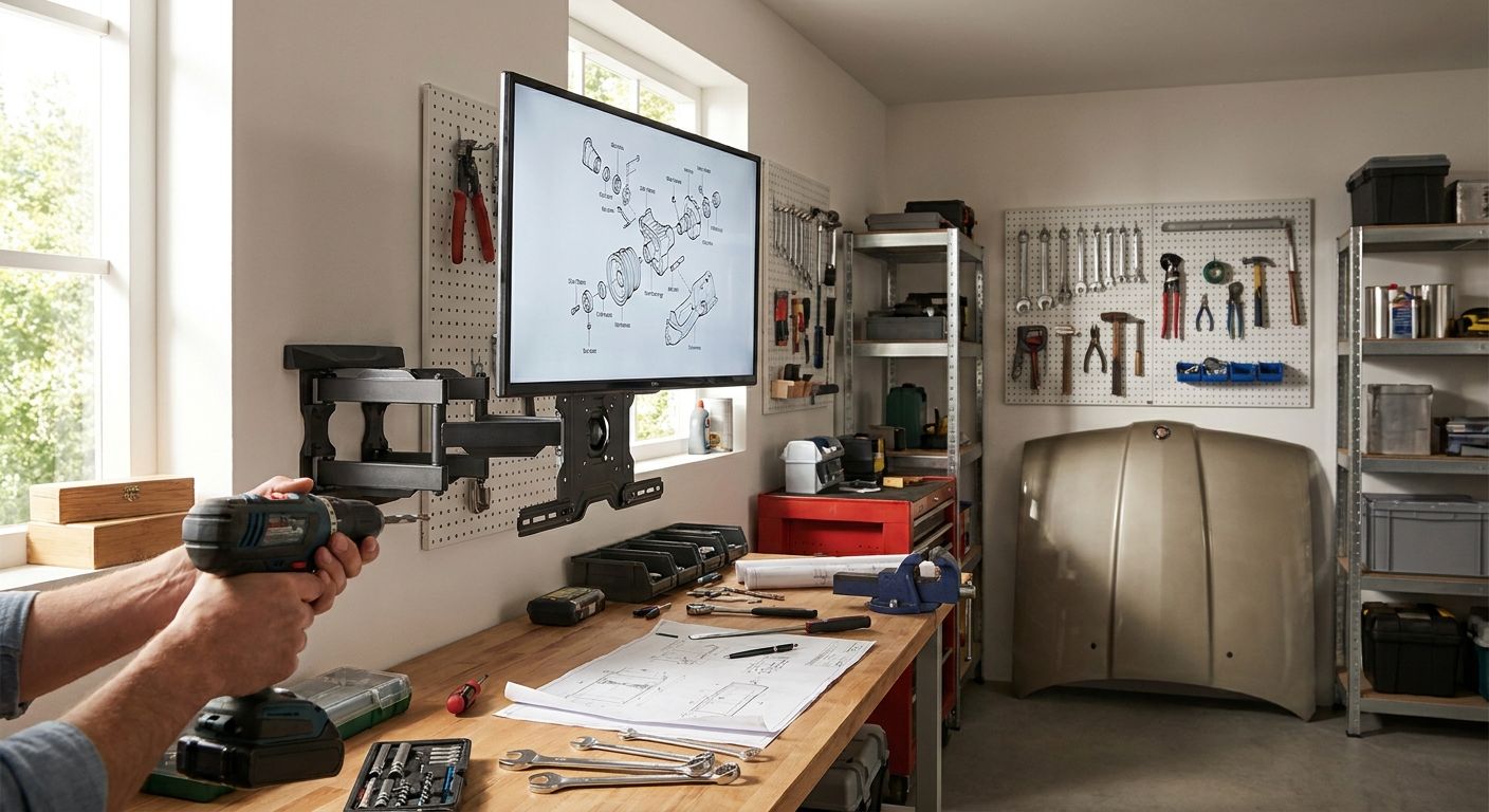 TV mounting for garages and workshops