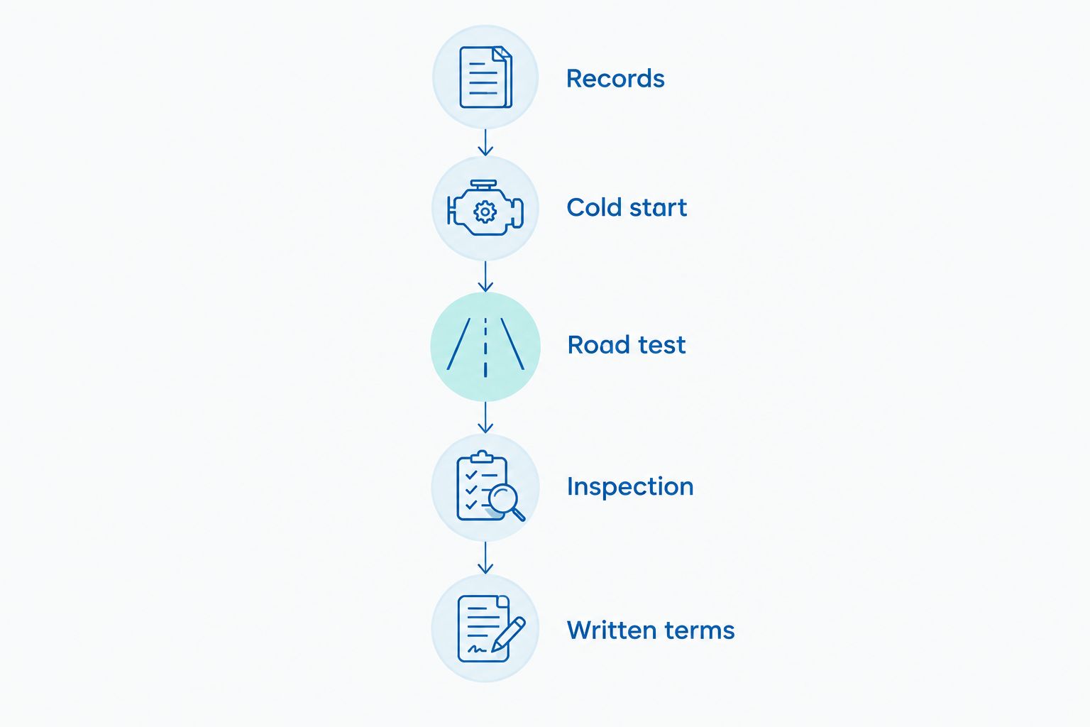 Five buying checks from vehicle records through written terms