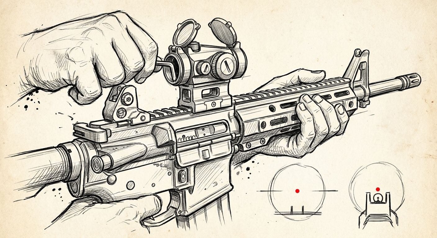 How do you co-witness a red dot sight with iron sights?