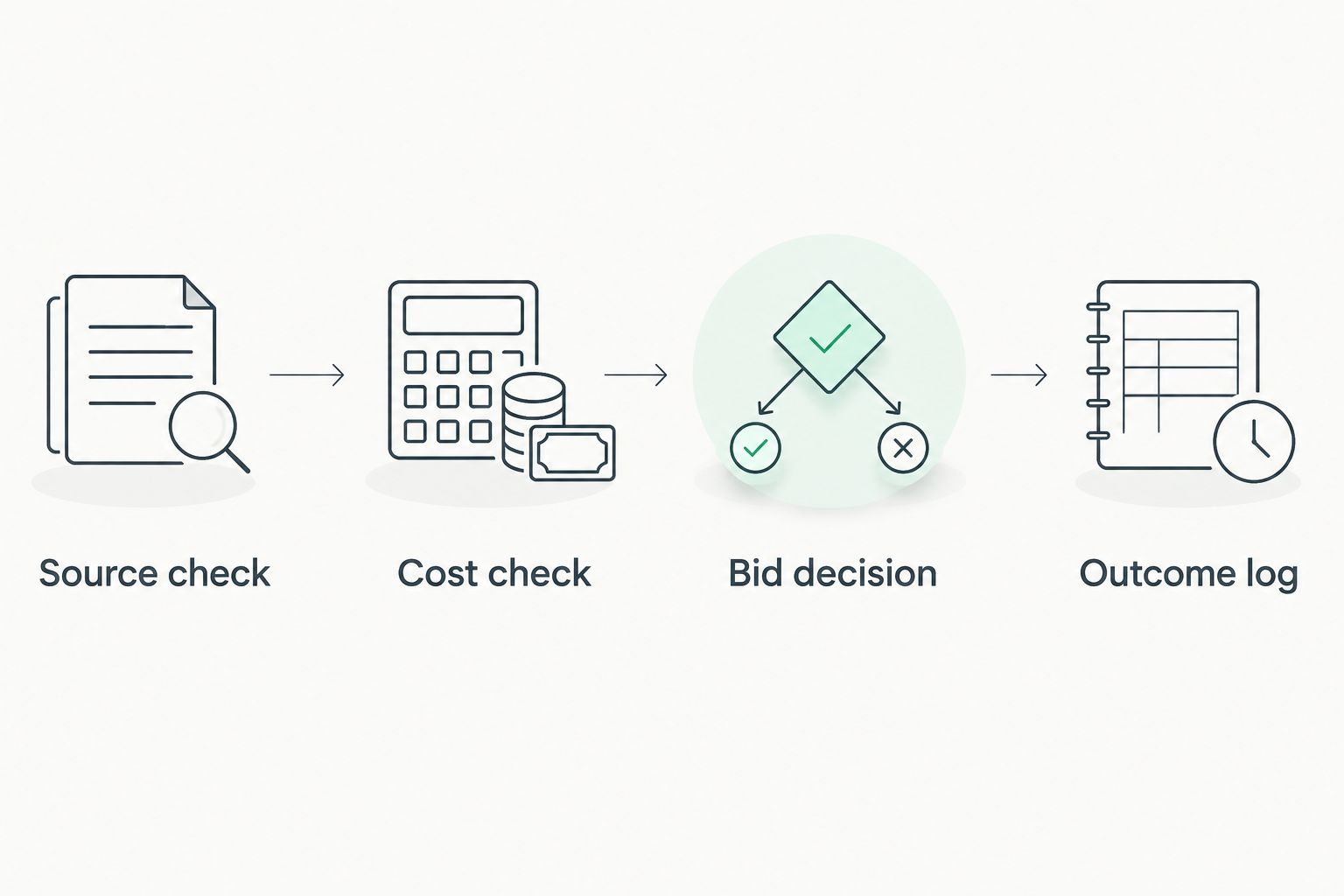 Four steps from checking the auction source to recording the outcome
