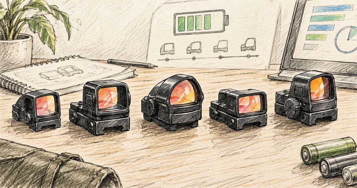 Red dot sights ranked by battery life in 2026