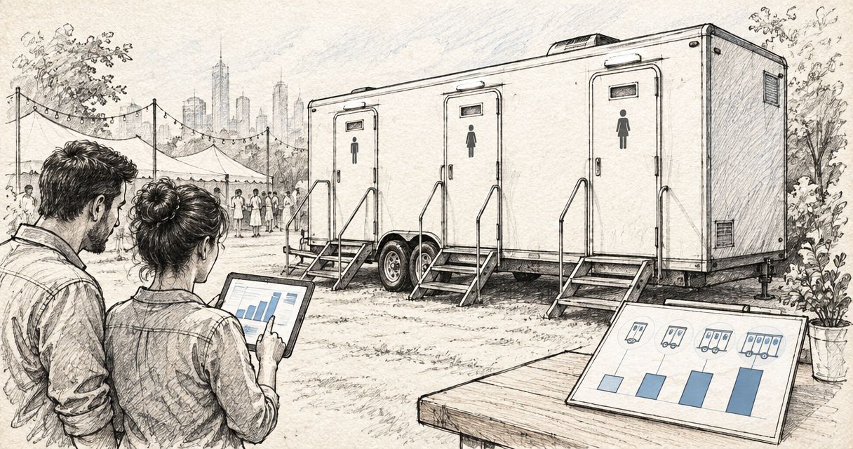 Restroom trailer rental prices by number of stalls 2026