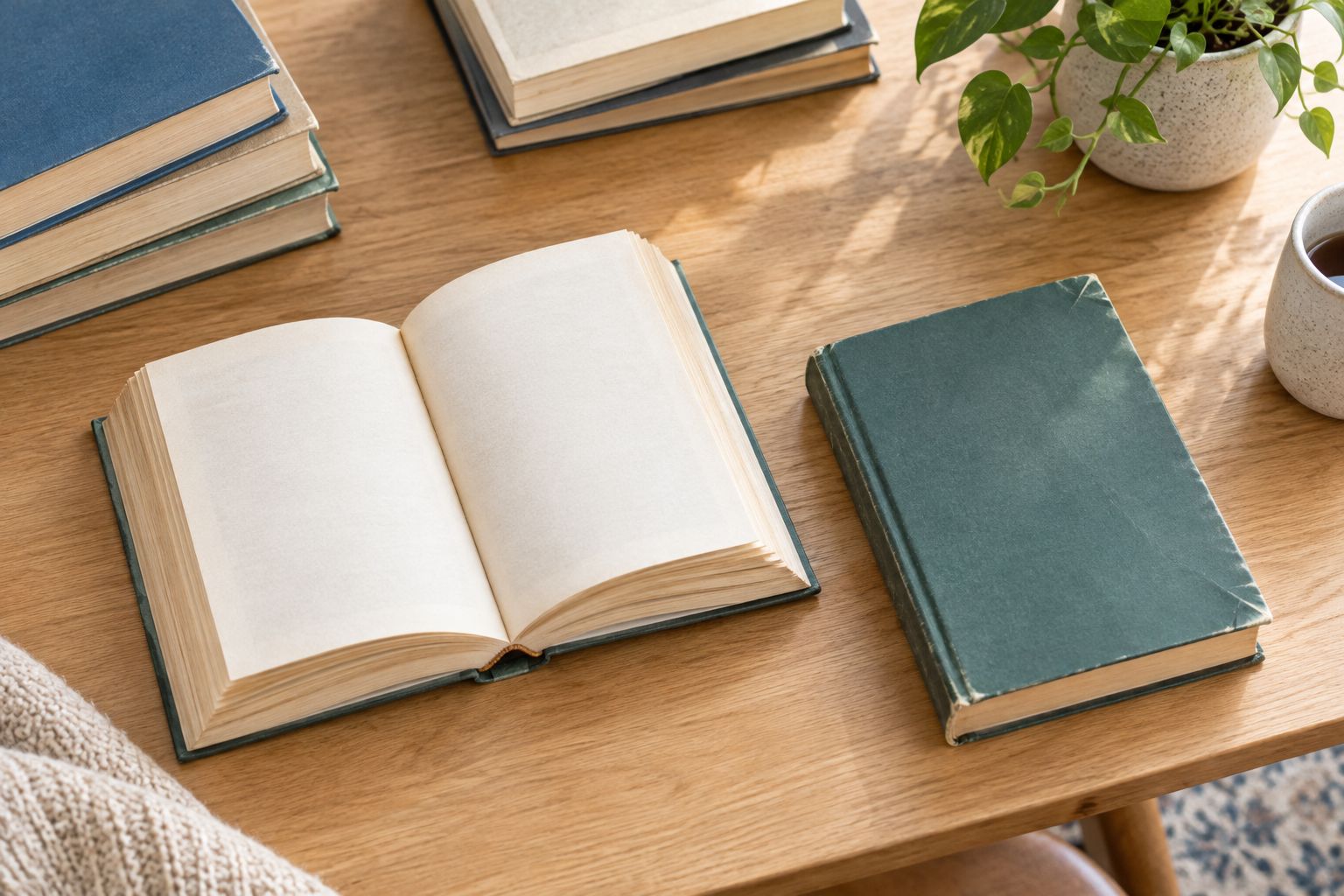 Used books showing page edges, binding, and creased cover corners