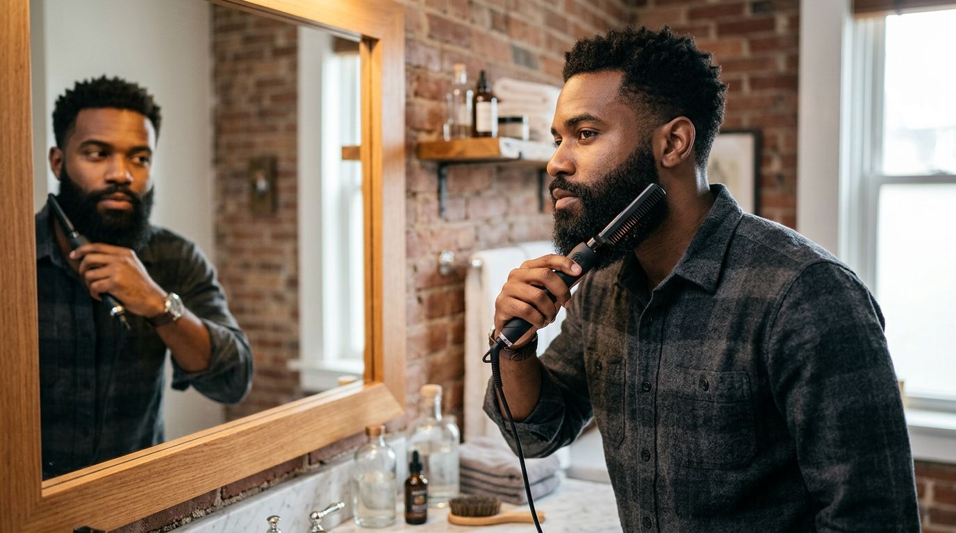 Hot comb for men's beard styling