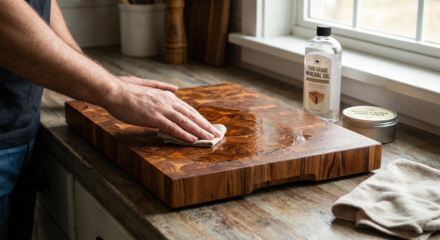 How to season a new end grain butcher block before first use