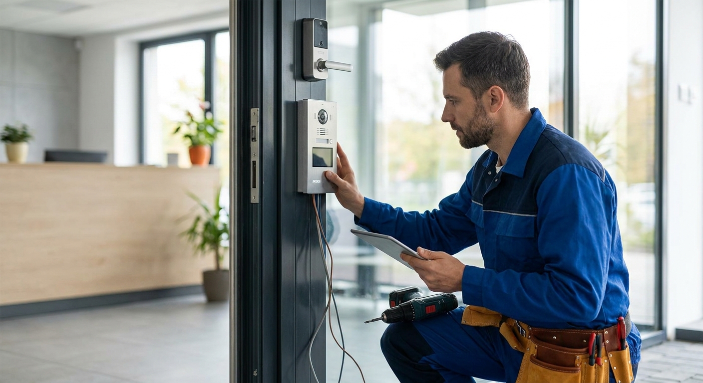 Video intercom and lock installation for commercial buildings