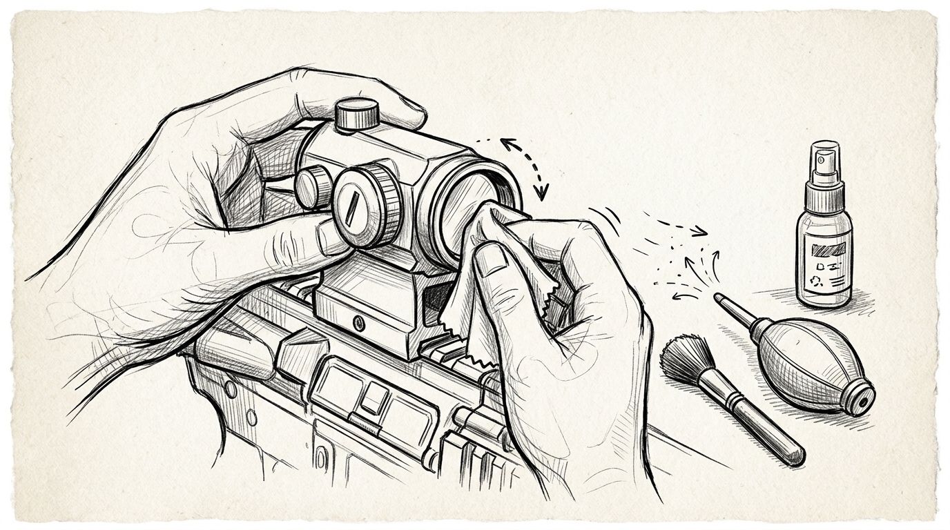 How do you clean a red dot sight lens?