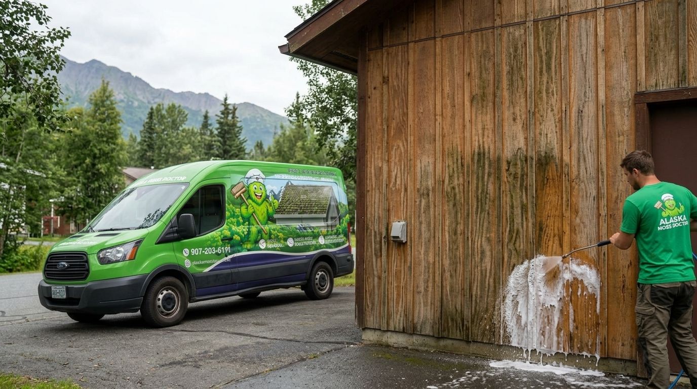 Soft wash cleaning for T1-11 plywood siding