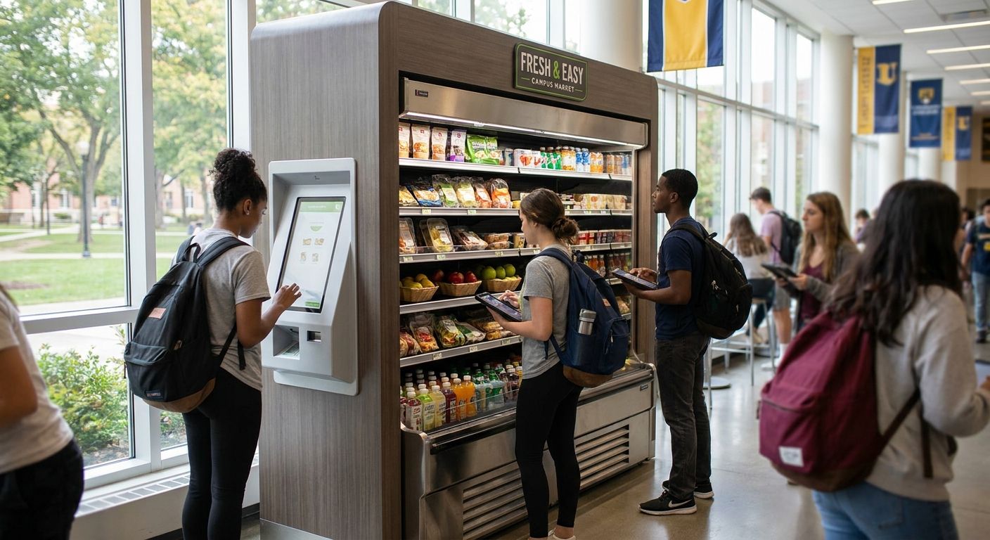 Grocery kiosk solutions for university and campus stores