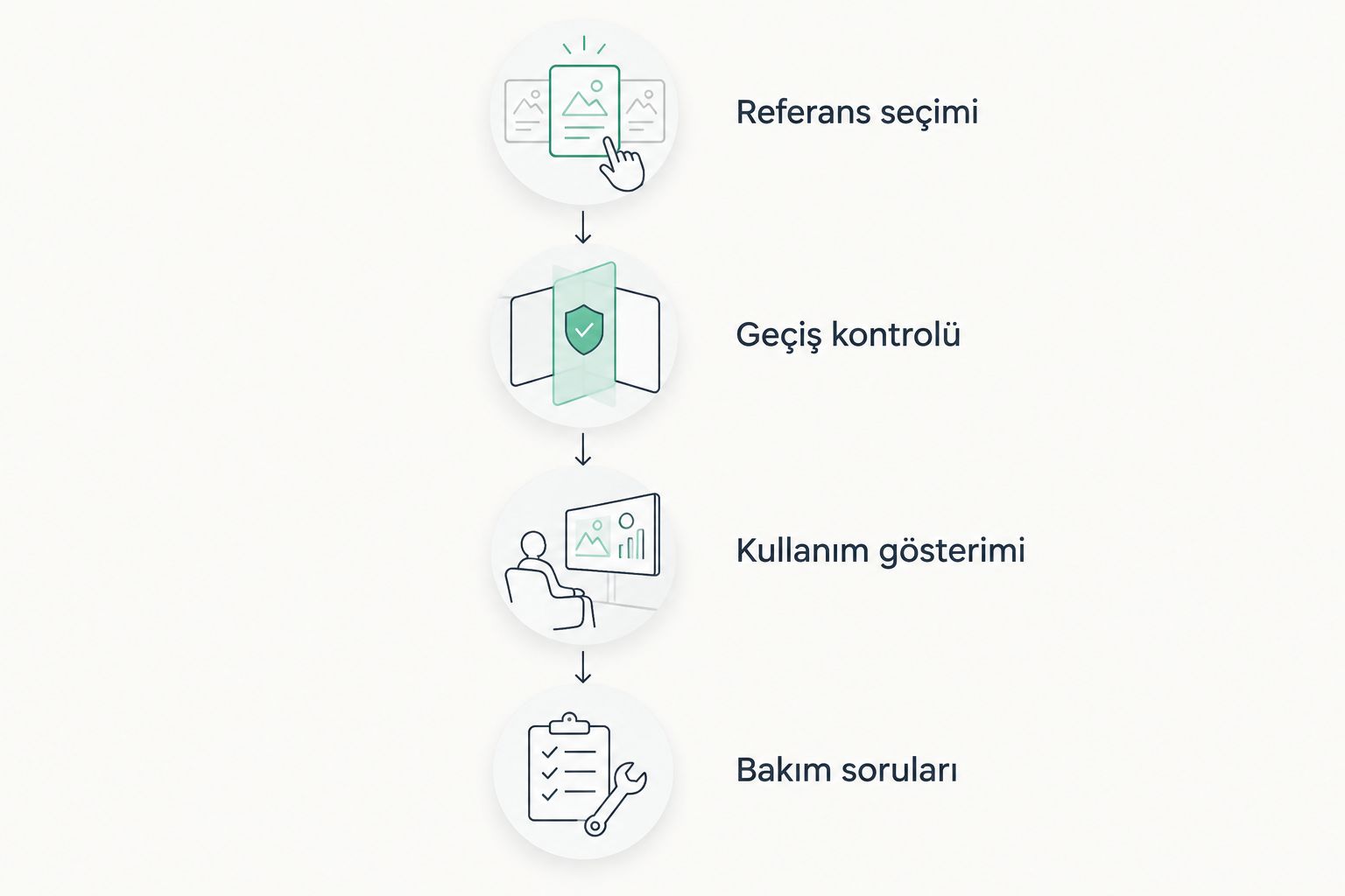Model görüşmesi için referans seçimi, geçiş kontrolü, kullanım gösterimi ve bakım soruları