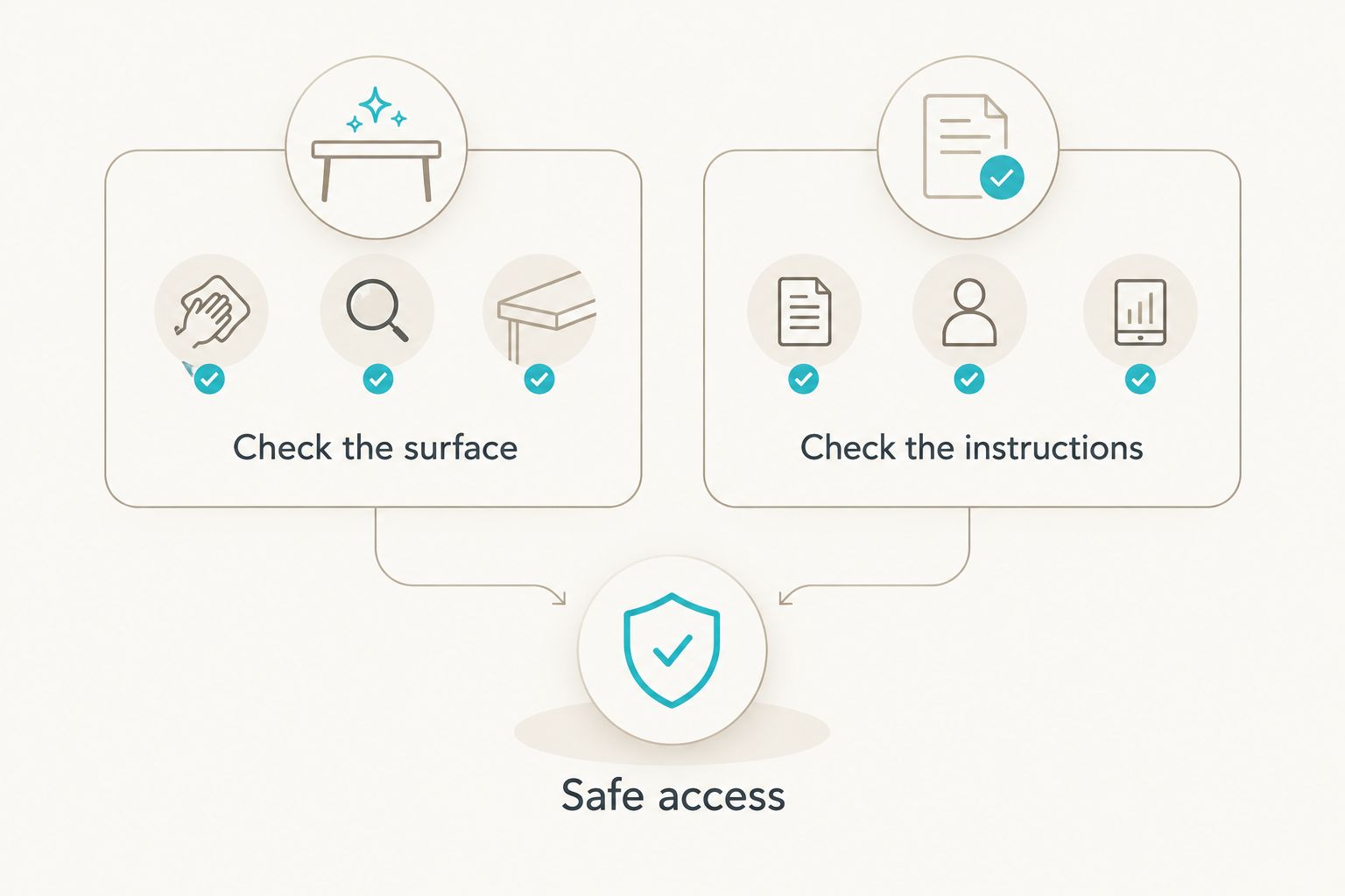 Preparation checks for panel condition, manufacturer instructions and safe access