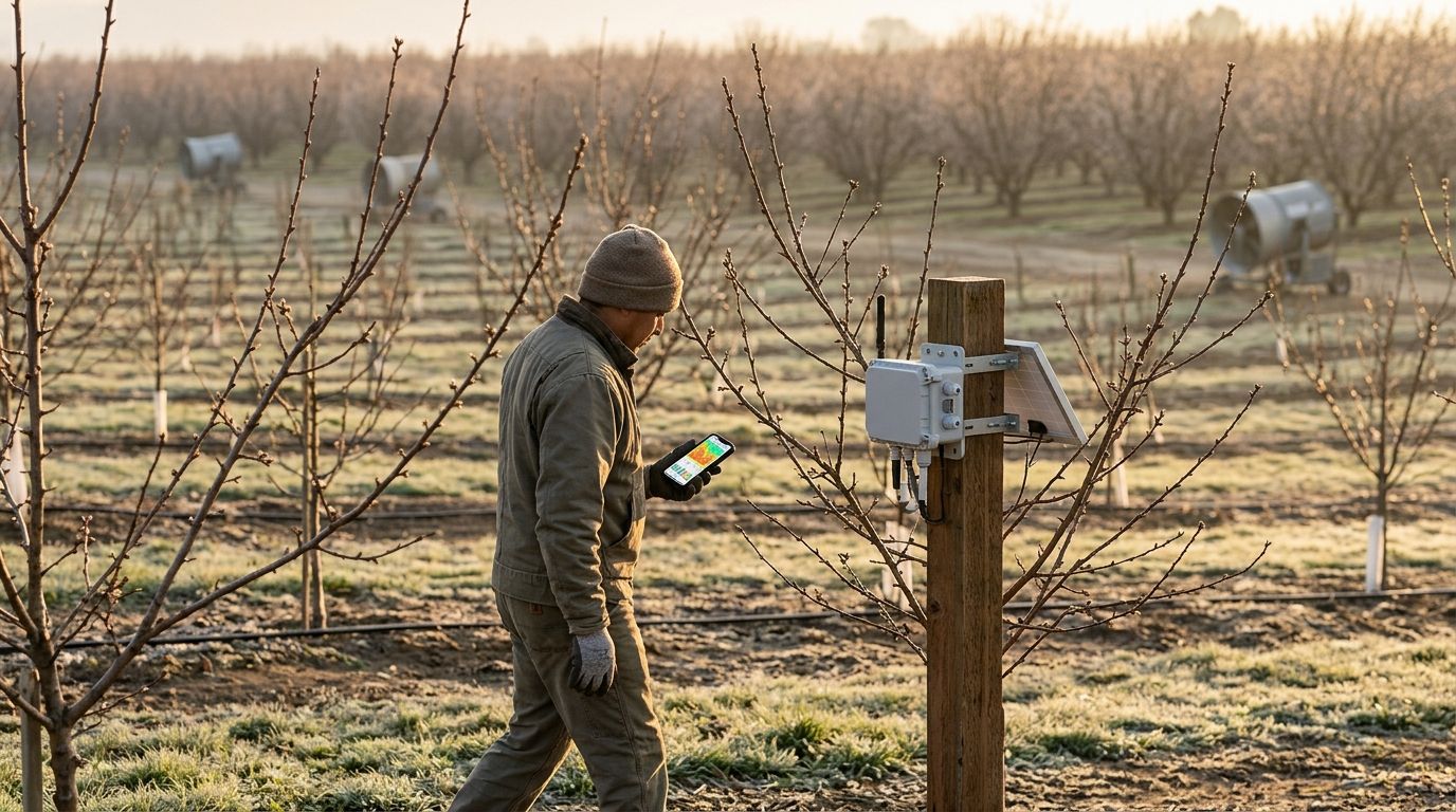 IoT frost protection monitoring for orchards and tree farms