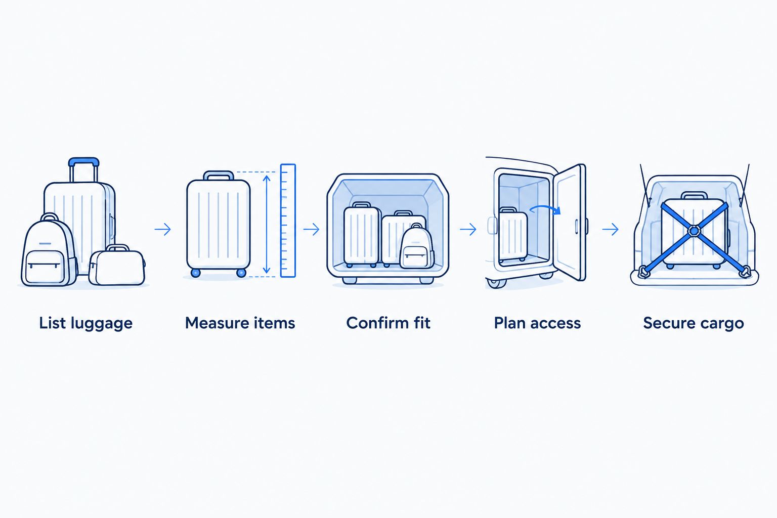 Five steps for checking luggage fit and planning a Cybertruck rental load