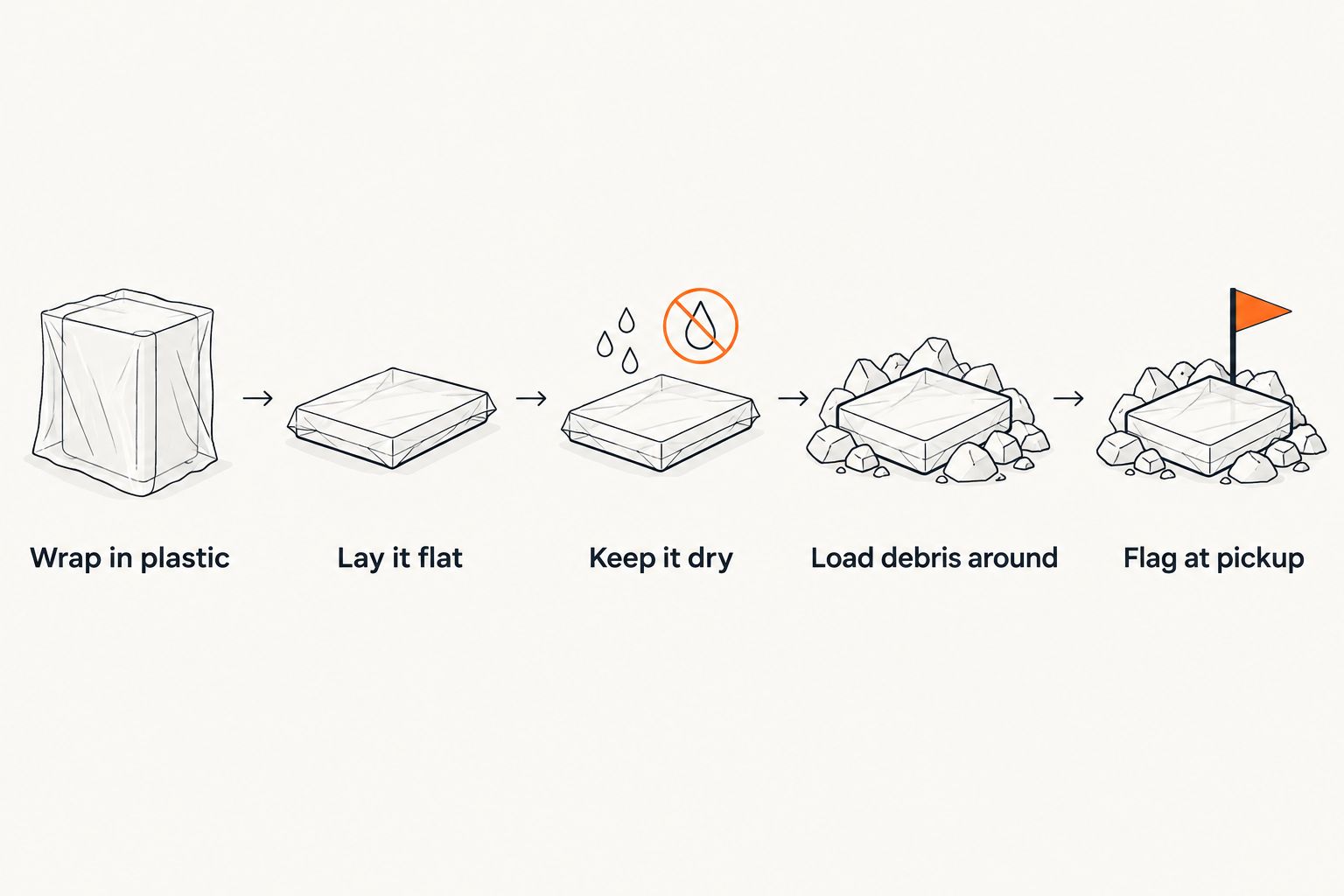 Five steps for loading a mattress into a roll-off container