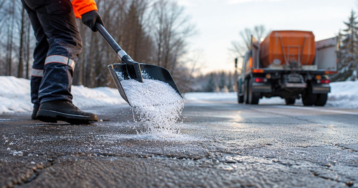 Can de-icing salt damage concrete or asphalt surfaces?