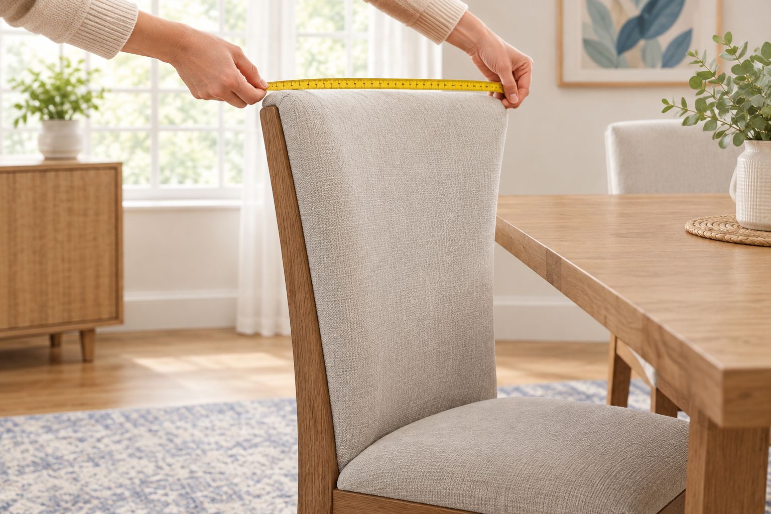 Measuring the thickness of a padded chair back without compressing it