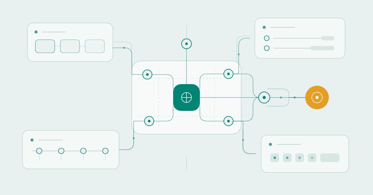 Abstract workflow network showing how scope and integrations shape custom AI agent cost