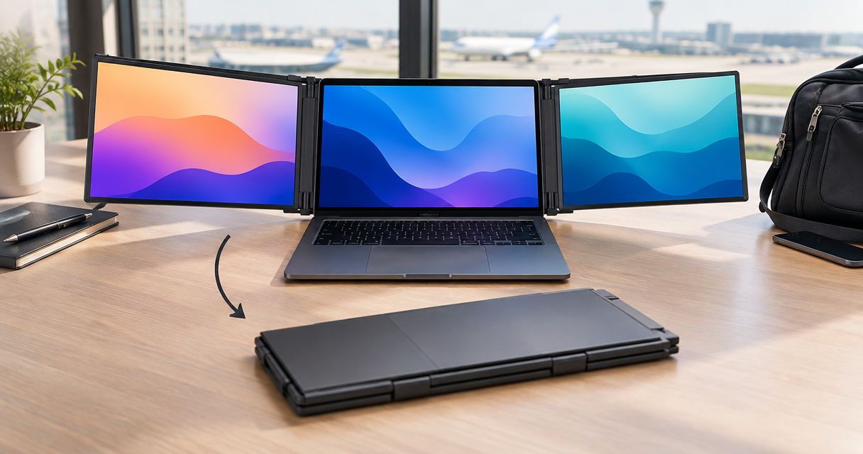 Does a portable triple monitor fold flat for travel?