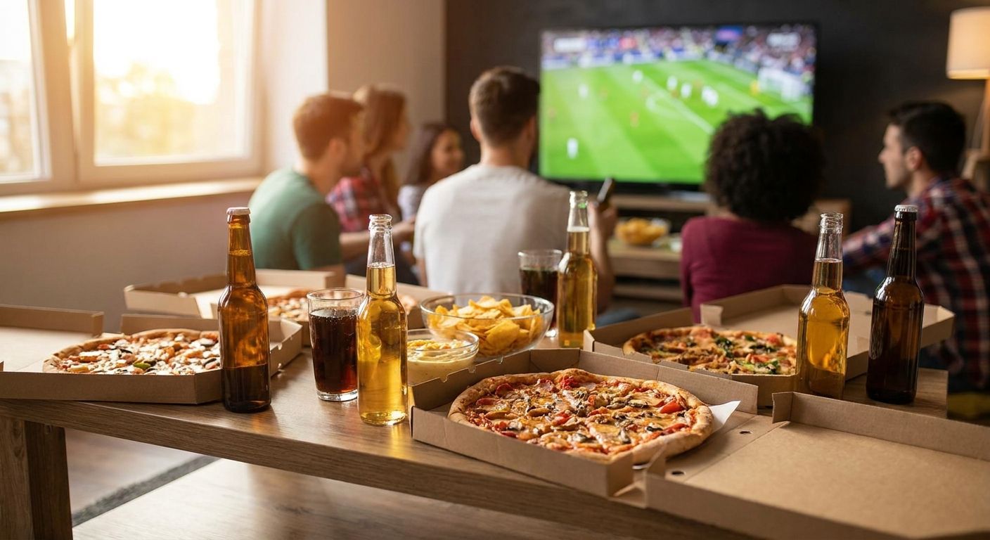 Pizza and drinks for watch parties