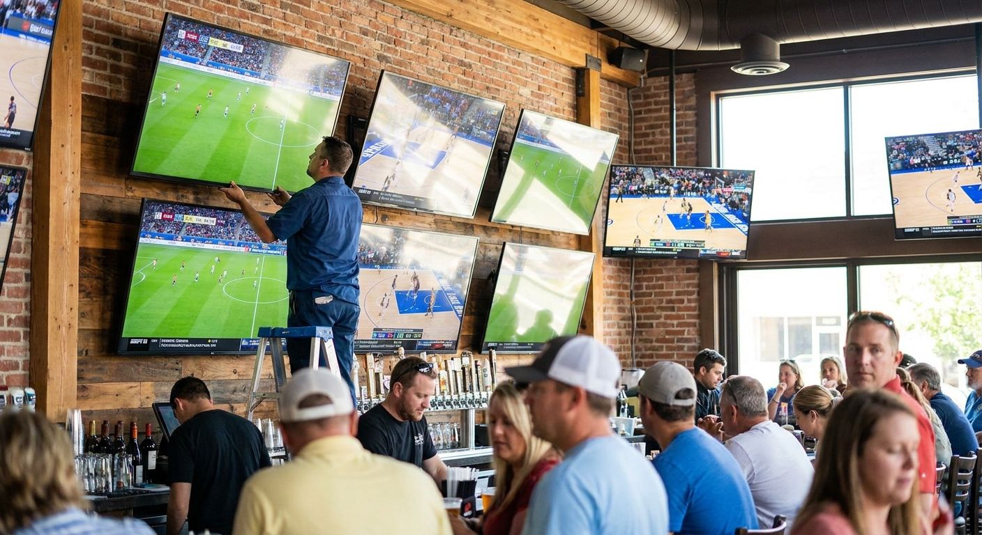 TV mounting for sports bars and multi-screen venues