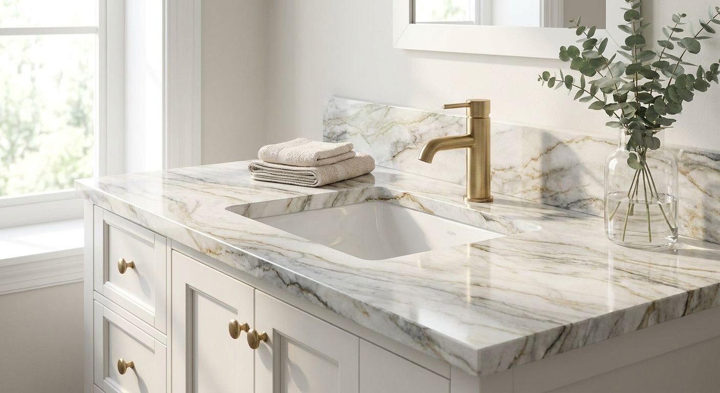 Quartzite countertops for bathroom vanities