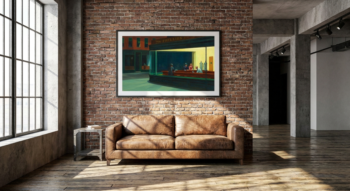 Edward Hopper prints for industrial loft interiors