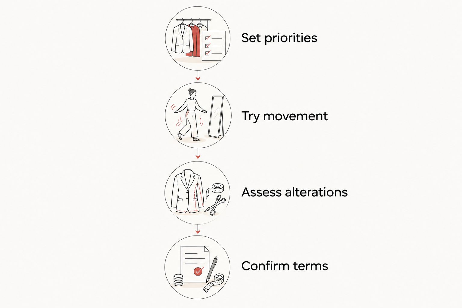 Four steps for comparing bridal appointments, from priorities to written terms