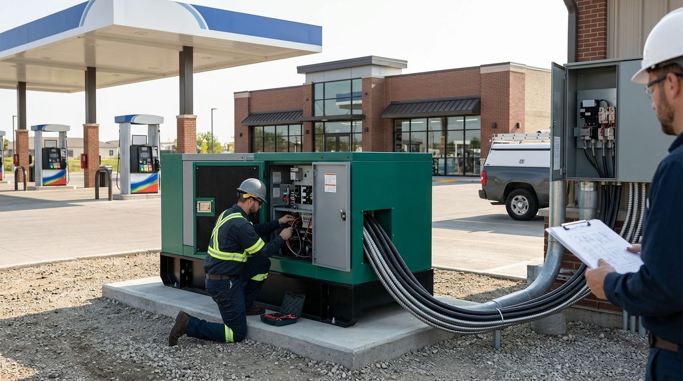 Generator installation for gas stations and convenience stores