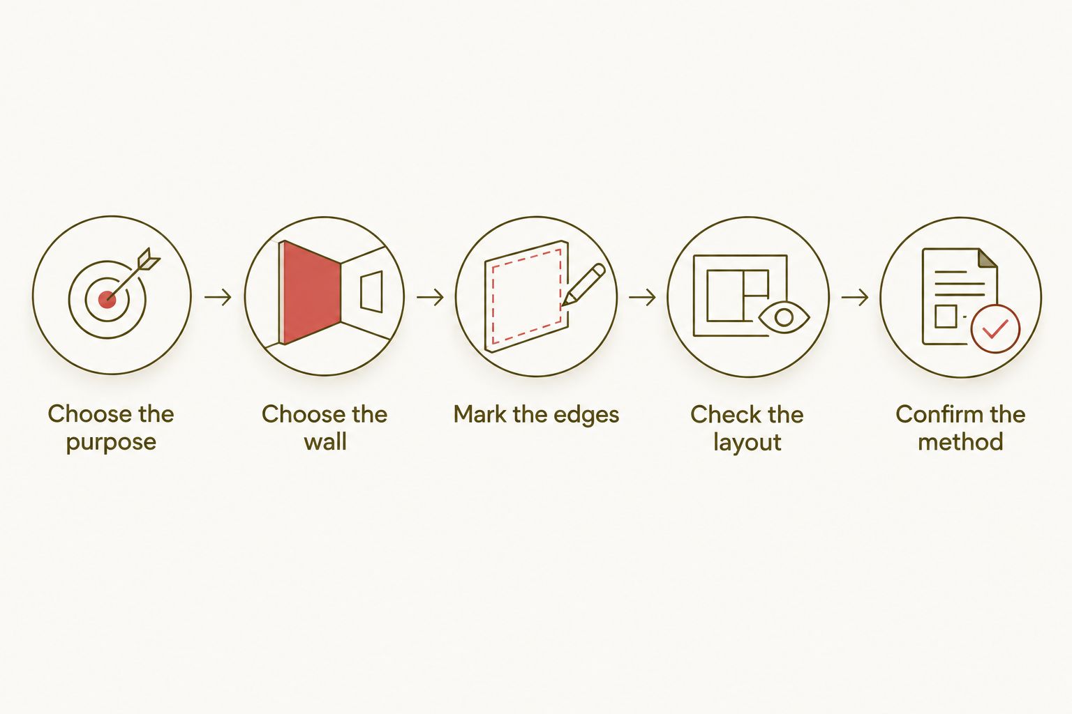Planning sequence from choosing a wall's purpose to confirming the installation method