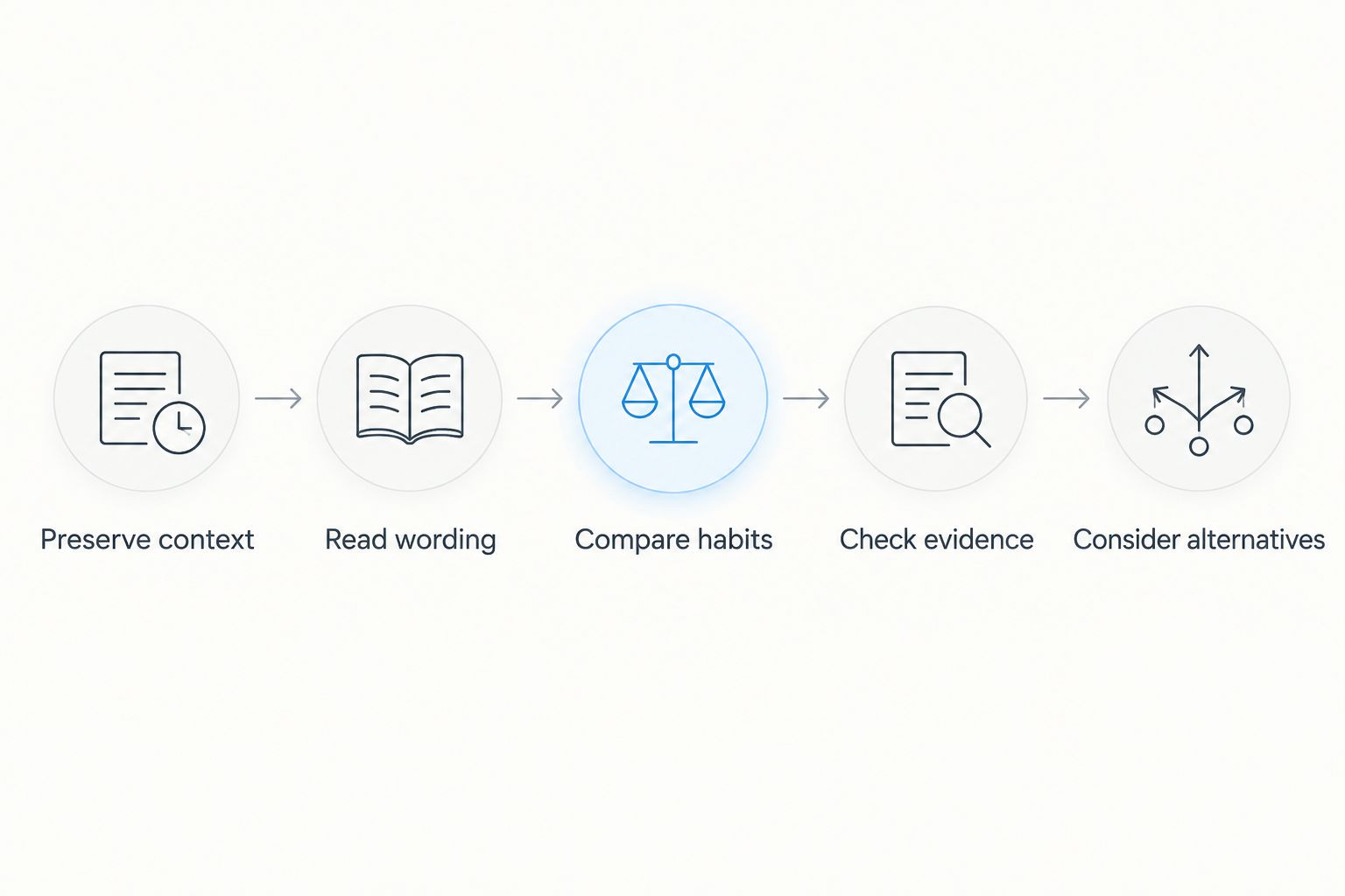 Five checks for reviewing an emoji interpretation against conversation evidence