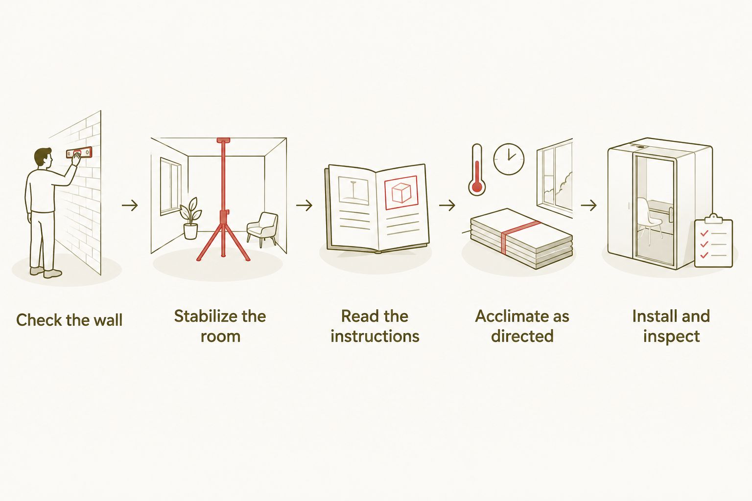 Five preparation steps from checking the wall to installing and inspecting wood slat panels
