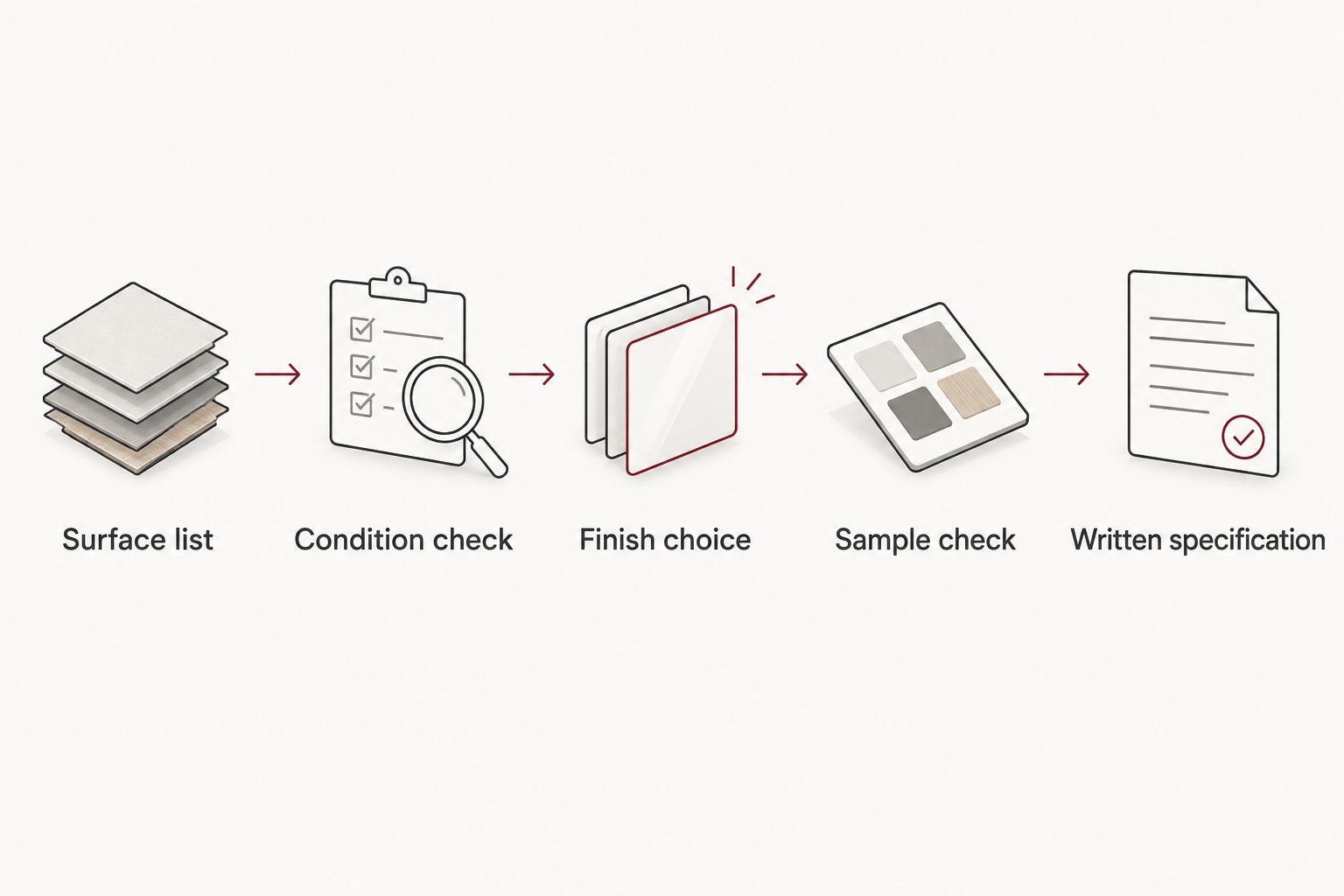 Five steps for choosing paint, from listing surfaces to agreeing on a written specification
