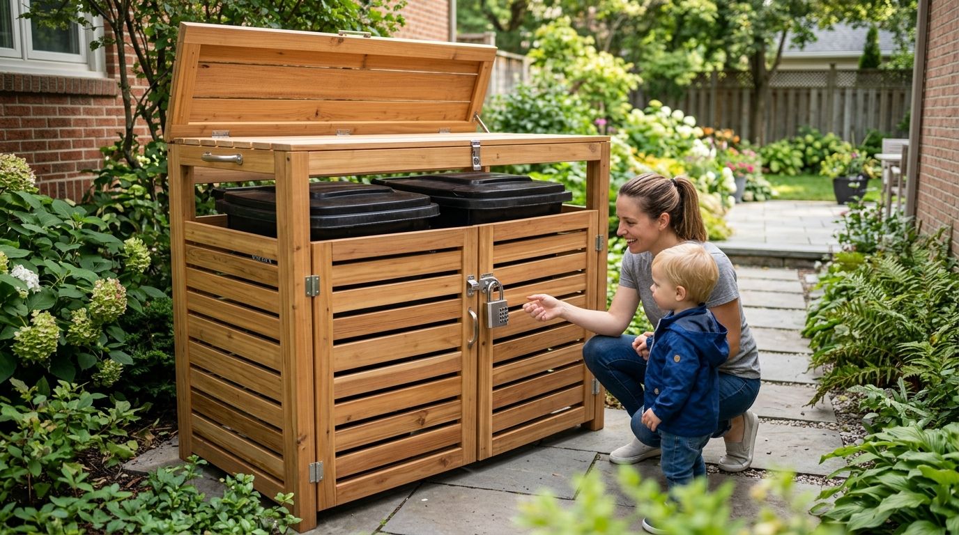 How to childproof an outdoor trash can enclosure