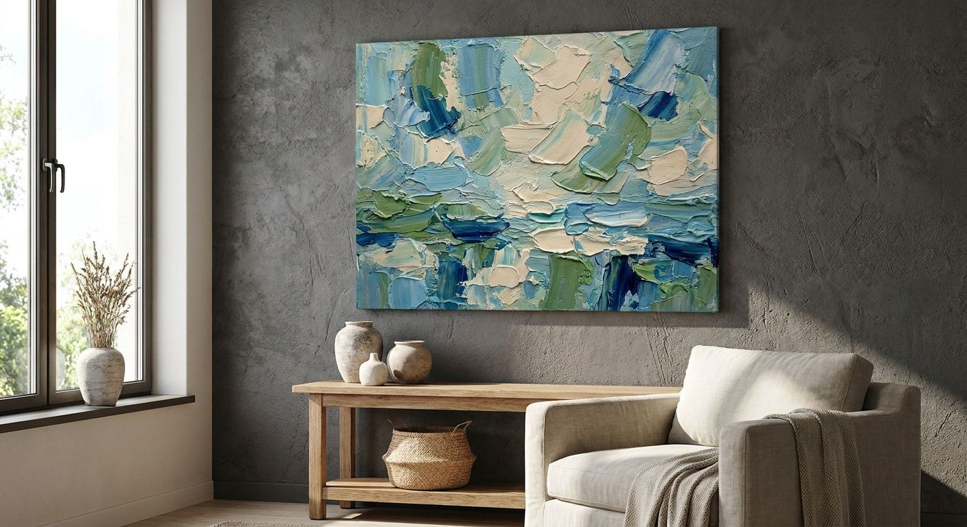 Hand-painted canvas art for a textured feature wall