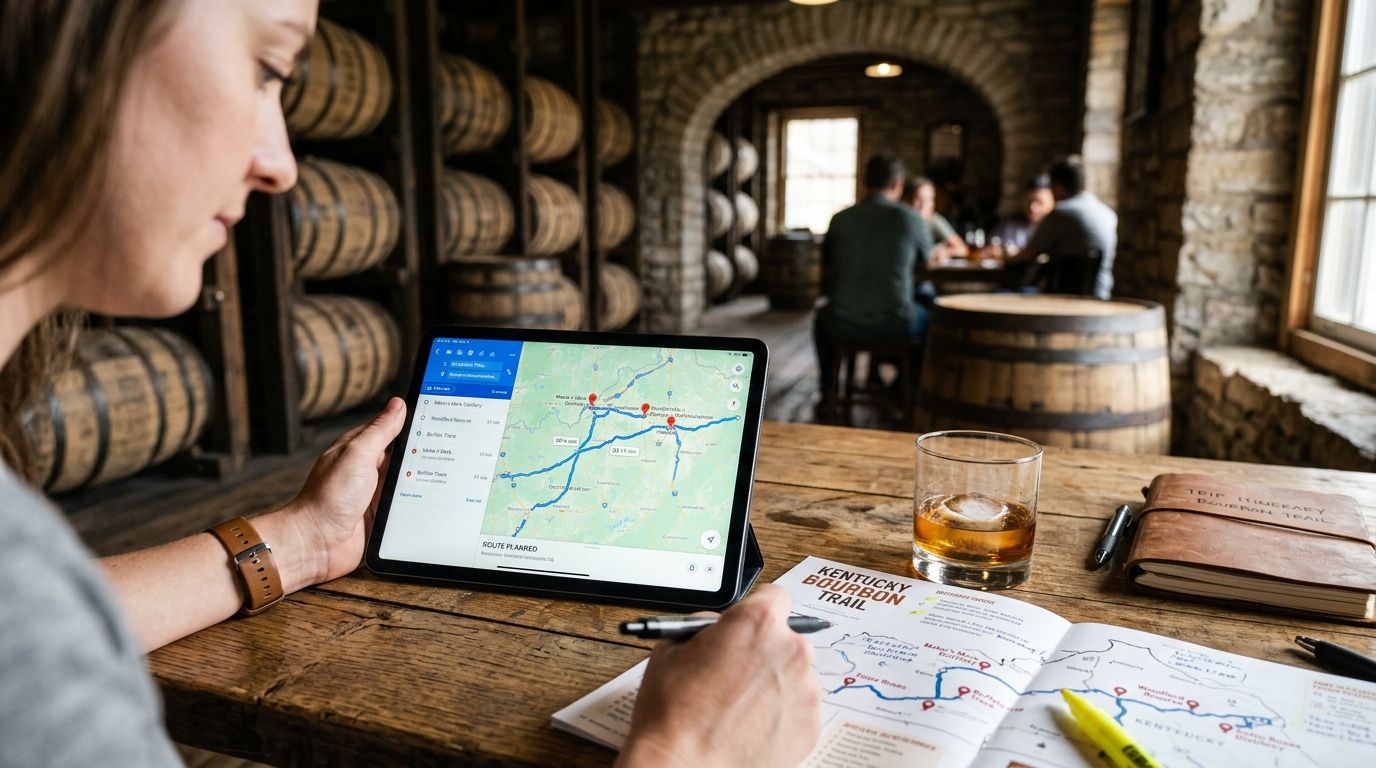 How to plan a bourbon trail road trip route with Google Maps