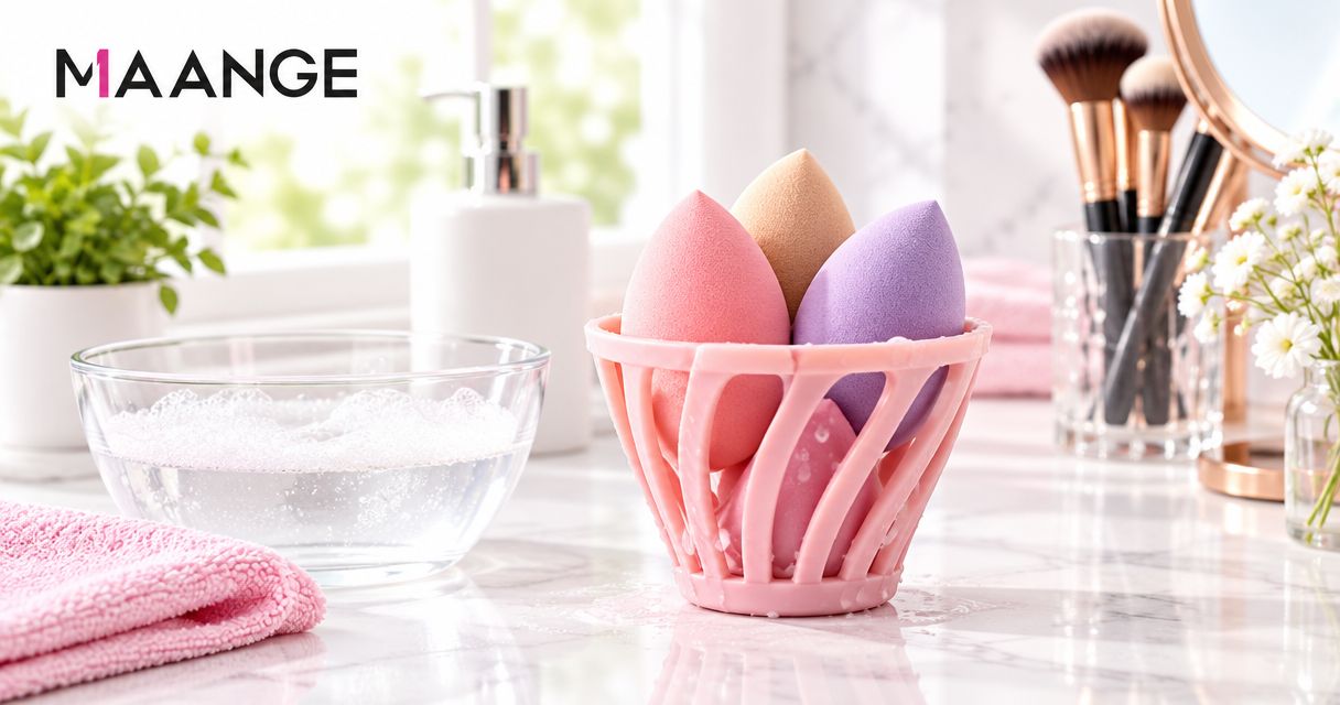 How do you clean a makeup sponge holder?