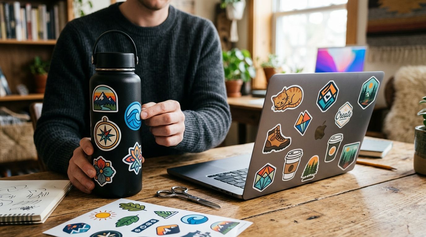Custom stickers for water bottles and laptops