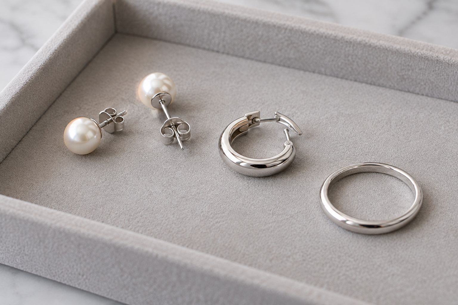 Generic stud backs, an open hinged hoop, and a low-profile ring shown close up.