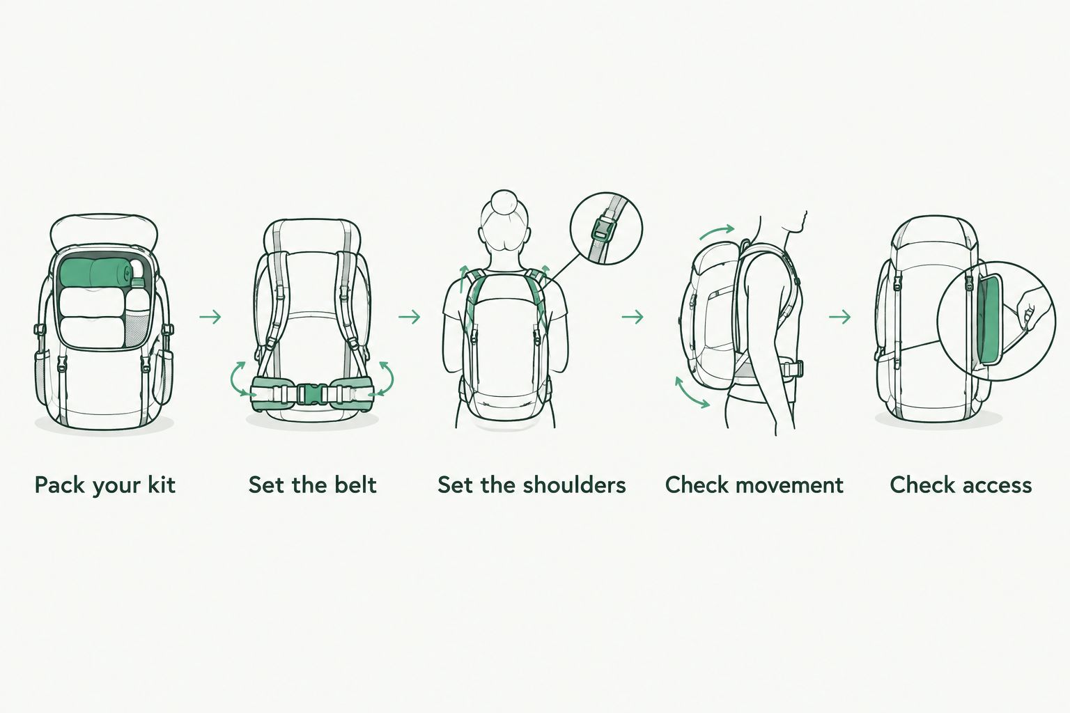 Five checks for comparing the loaded fit of a bergen and a hiking backpack