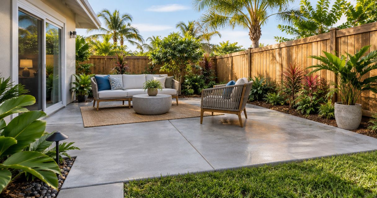 Best concrete patio materials for small Palm Bay backyards 2026