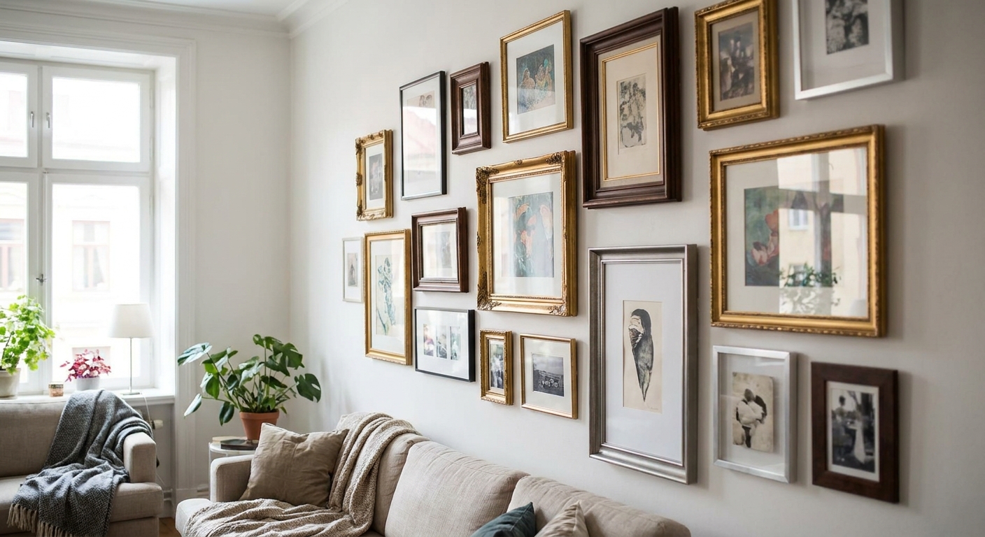 How to style mismatched frames on one wall