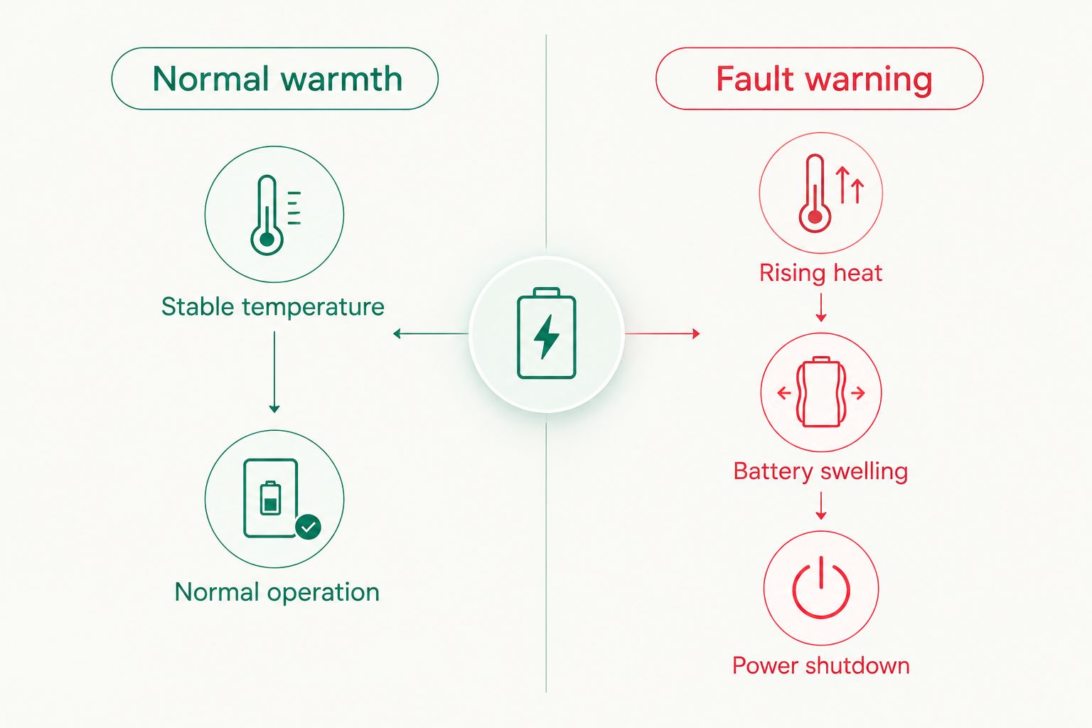 Comparison of normal GBA SP warmth and warning signs that require inspection